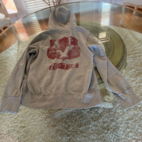 American Eagle Vintage Full Zip Hoodie Men's L Tall Fleece Eagle Logo Jacket Y2K - Picture 4 of 8